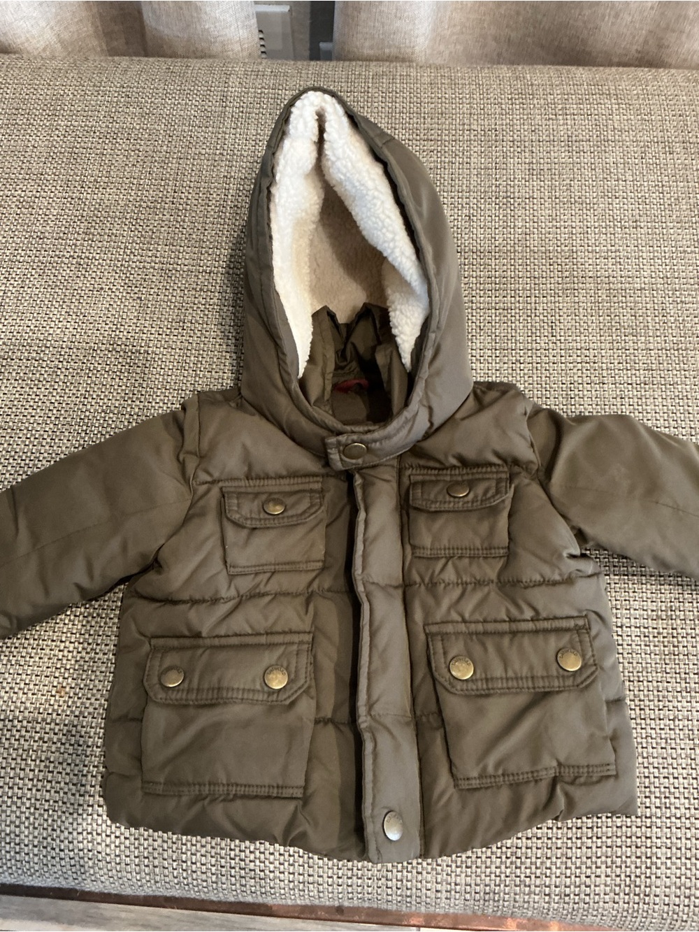 Babygap Puffer Coat in Olive Green